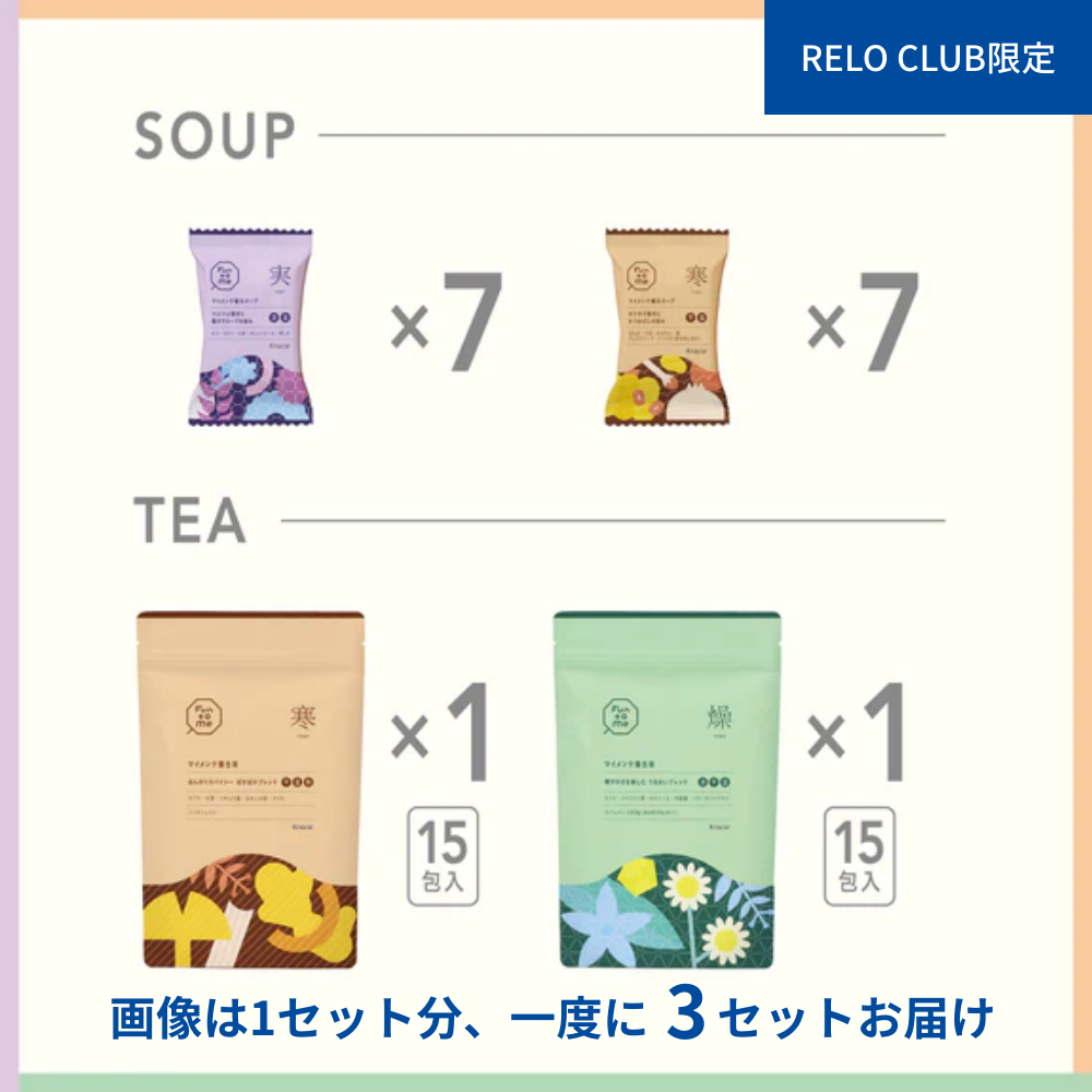 RELO CLUB限定　バランス状態で選べる　マイメンテ養生食　しっかりコース　3回まとめ買い（実・寒・燥）